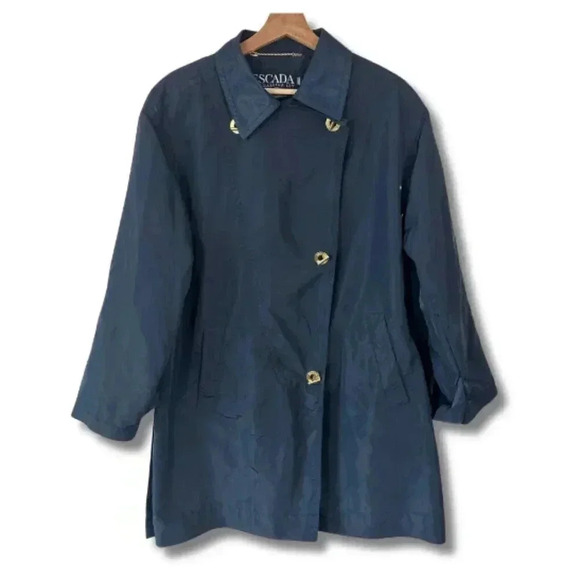 Escada Rain Jacket Luxury Nylon Outdoor Coat Travel Navy Blue Women's Size 38 - Picture 1 of 5